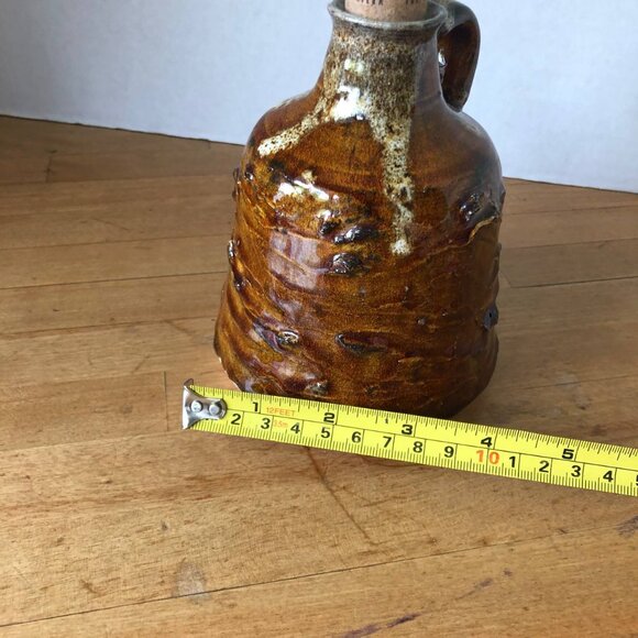 Vintage CK Art Pottery Ceramic Brown Moonshine Whiskey Jug 5 2/3" H - Picture 7 of 8